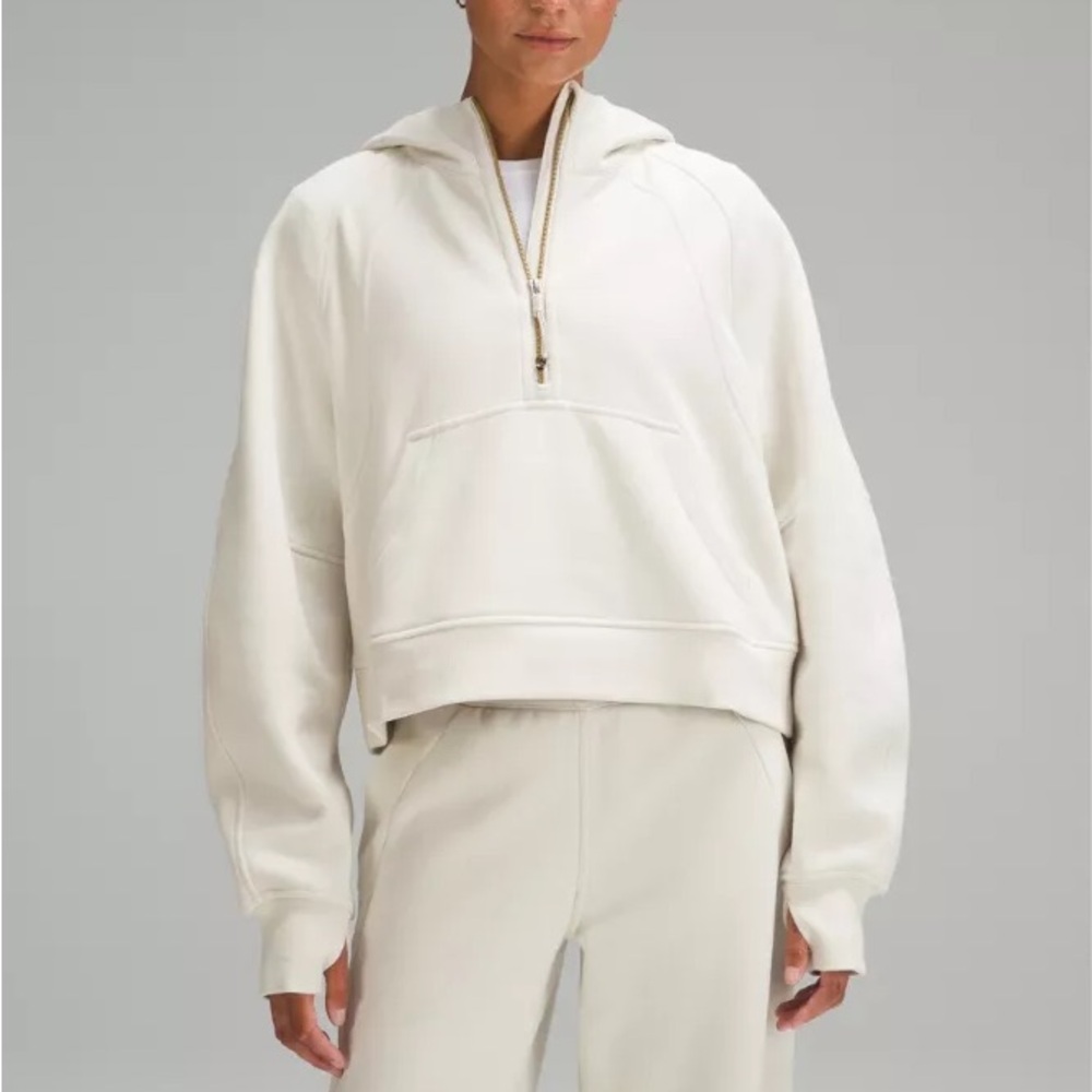 Lululemon Scuba Oversized Crop Half-Zip Hoodie in Bone